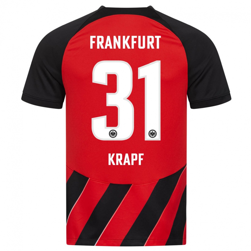 Niño Fútbol Camiseta Maximilian Krapf #31 Negro Rojo 1ª Equipación 2023/24