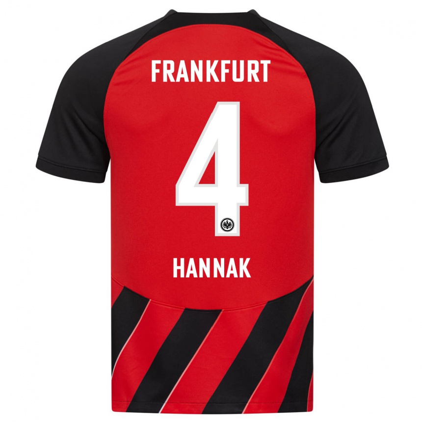 Niño Fútbol Camiseta Tim Hannak #4 Negro Rojo 1ª Equipación 2023/24