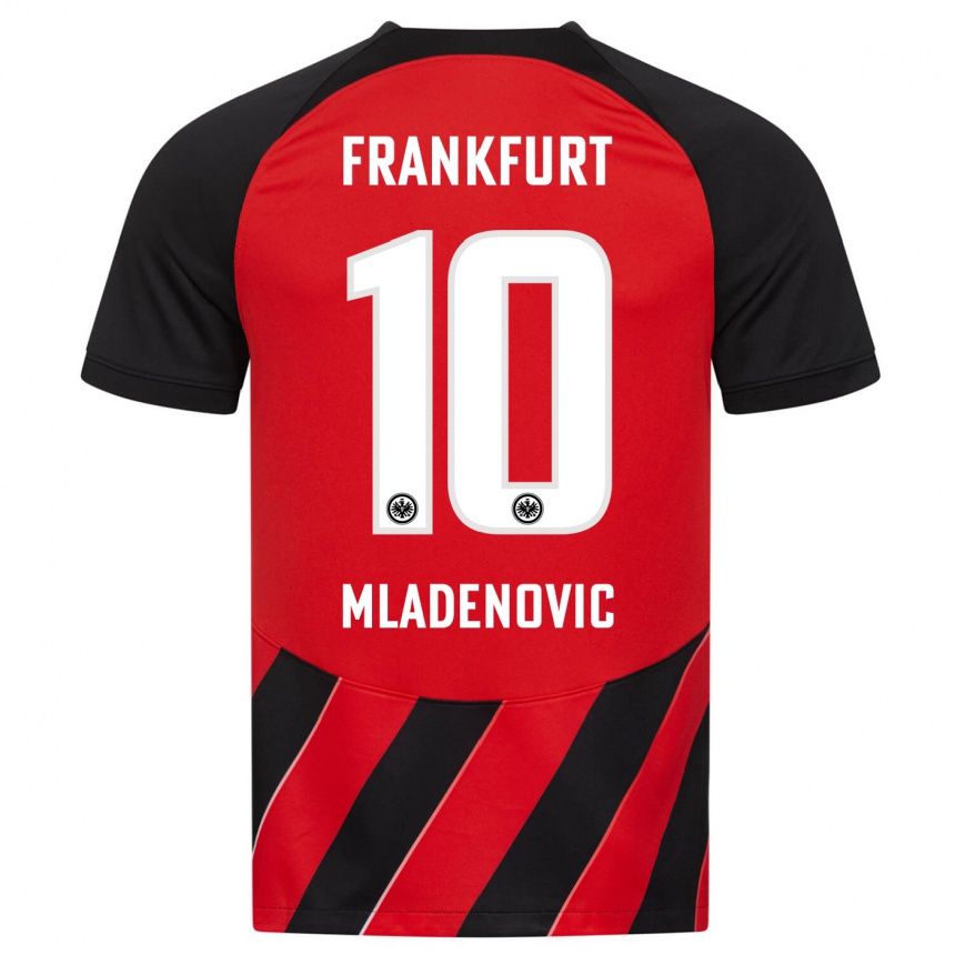 Niño Fútbol Camiseta Marko Mladenovic #10 Negro Rojo 1ª Equipación 2023/24