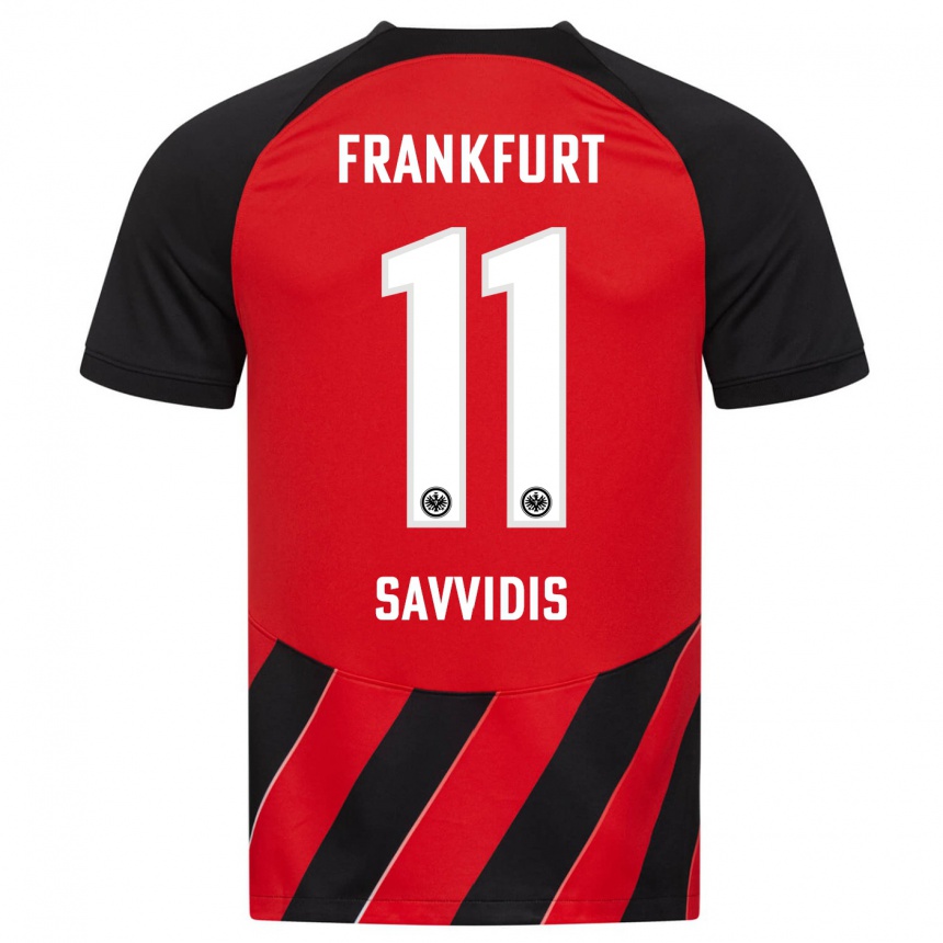 Niño Fútbol Camiseta Rafail Savvidis #11 Negro Rojo 1ª Equipación 2023/24