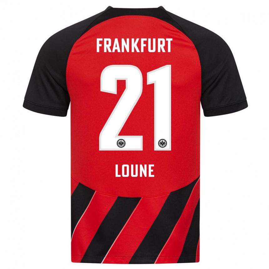 Niño Fútbol Camiseta Adam Loune #21 Negro Rojo 1ª Equipación 2023/24