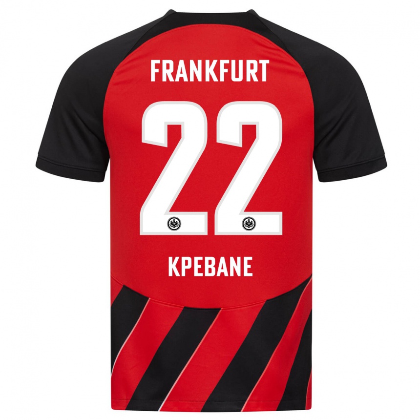 Niño Fútbol Camiseta Tamiou Kpebane #22 Negro Rojo 1ª Equipación 2023/24