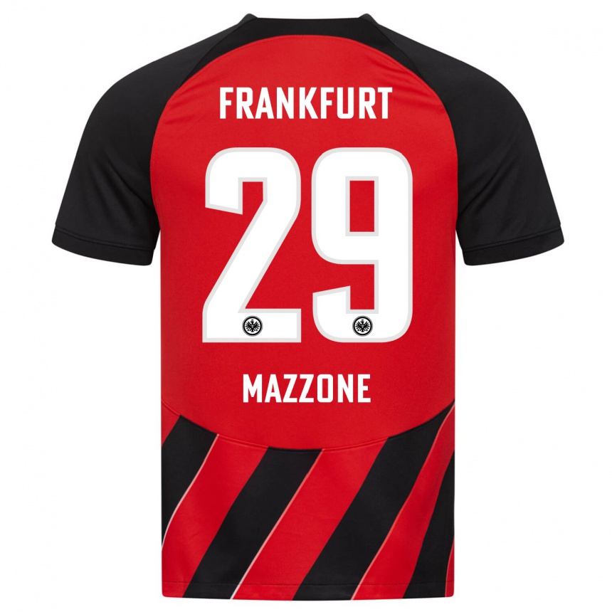 Niño Fútbol Camiseta Matteo Mazzone #29 Negro Rojo 1ª Equipación 2023/24