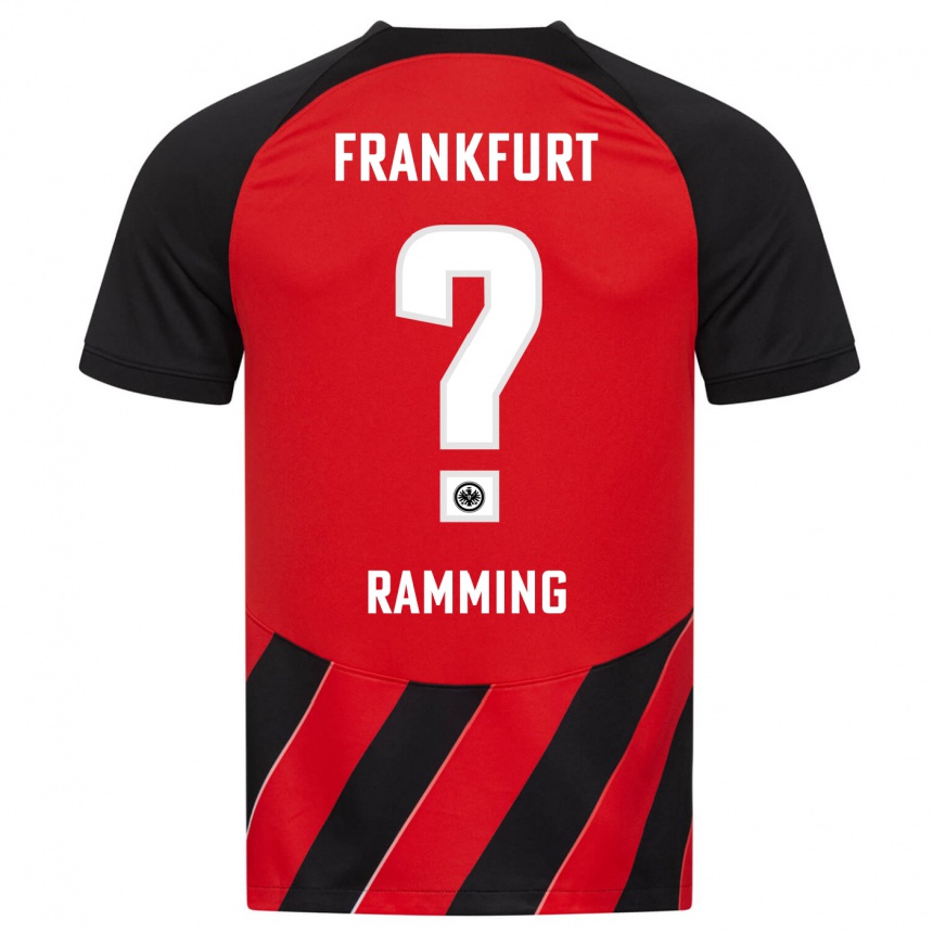 Niño Fútbol Camiseta Nils Ramming #0 Negro Rojo 1ª Equipación 2023/24