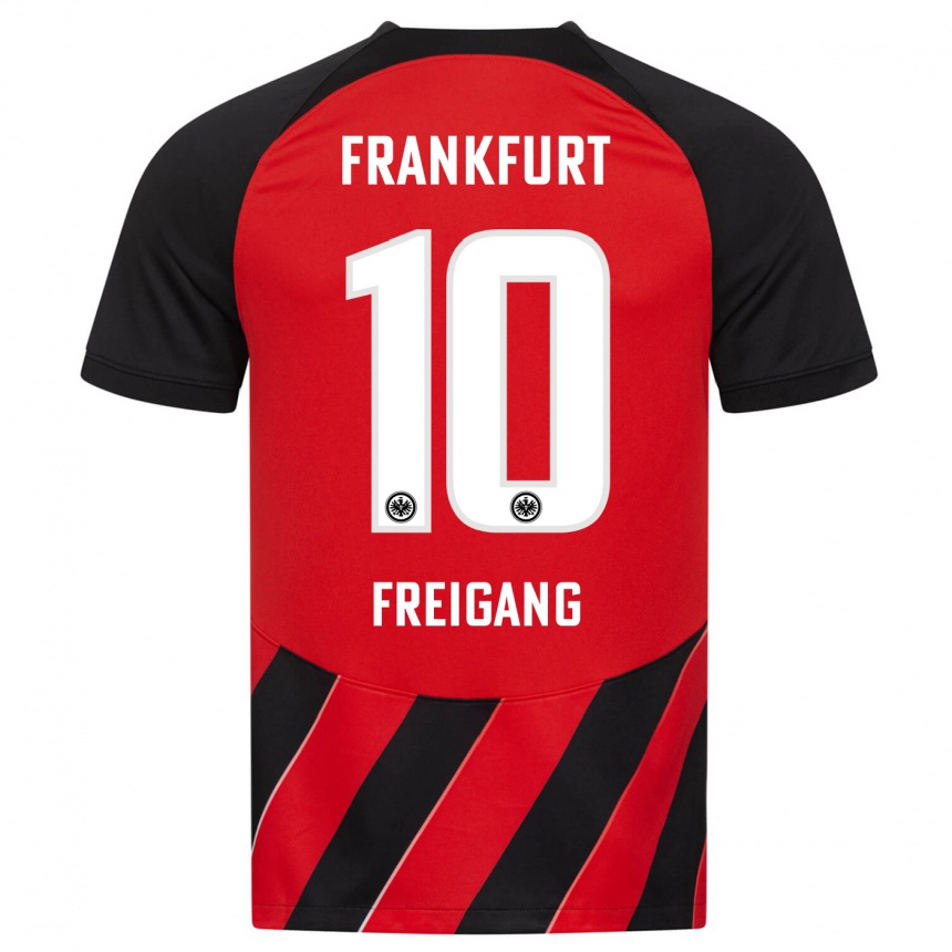 Niño Fútbol Camiseta Laura Freigang #10 Negro Rojo 1ª Equipación 2023/24