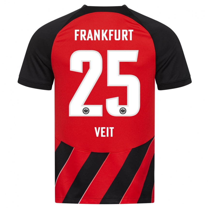 Niño Fútbol Camiseta Jella Veit #25 Negro Rojo 1ª Equipación 2023/24