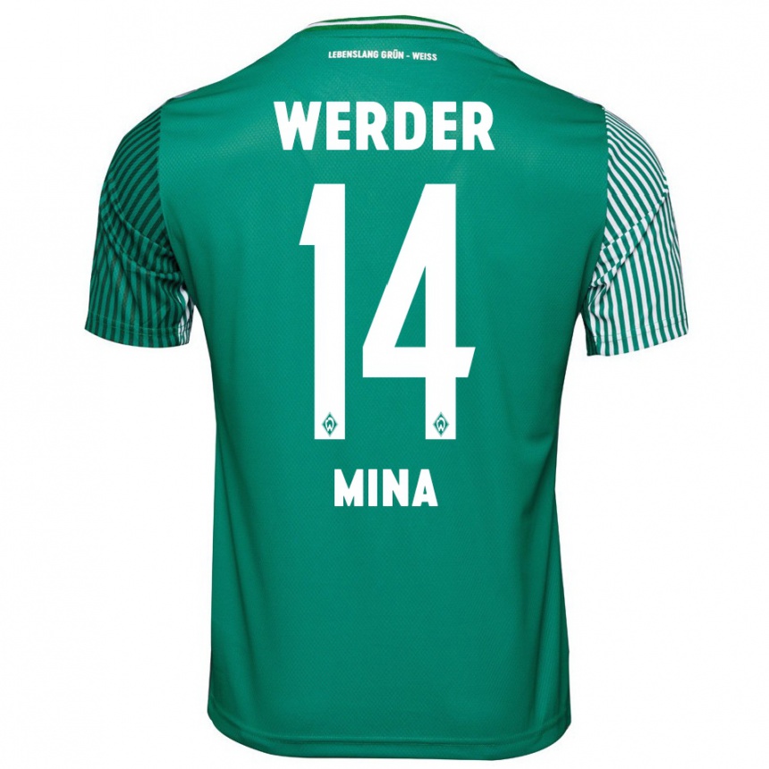 Niño Fútbol Camiseta Johan Mina #14 Verde 1ª Equipación 2023/24