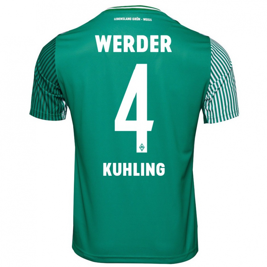 Niño Fútbol Camiseta Ole Kühling #4 Verde 1ª Equipación 2023/24