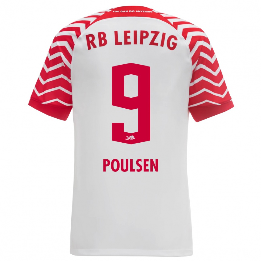 Niño Fútbol Camiseta Yussuf Poulsen #9 Blanco 1ª Equipación 2023/24