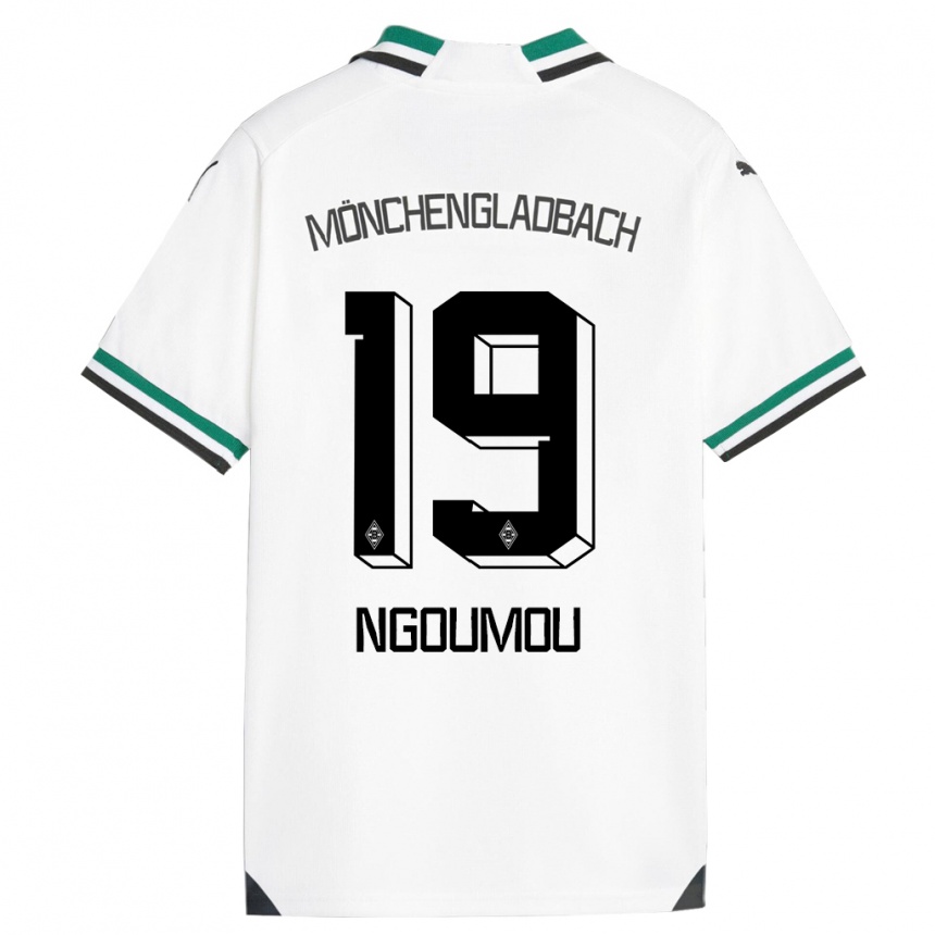 Niño Fútbol Camiseta Nathan Ngoumou #19 Blanco Verde 1ª Equipación 2023/24