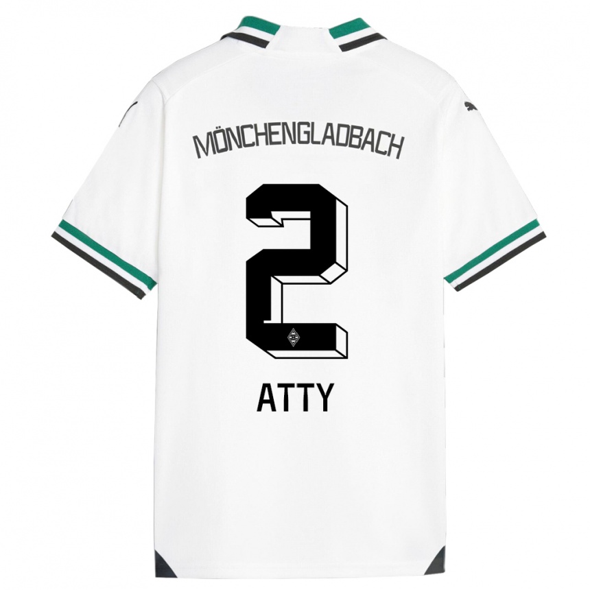 Niño Fútbol Camiseta Yassir Atty #2 Blanco Verde 1ª Equipación 2023/24