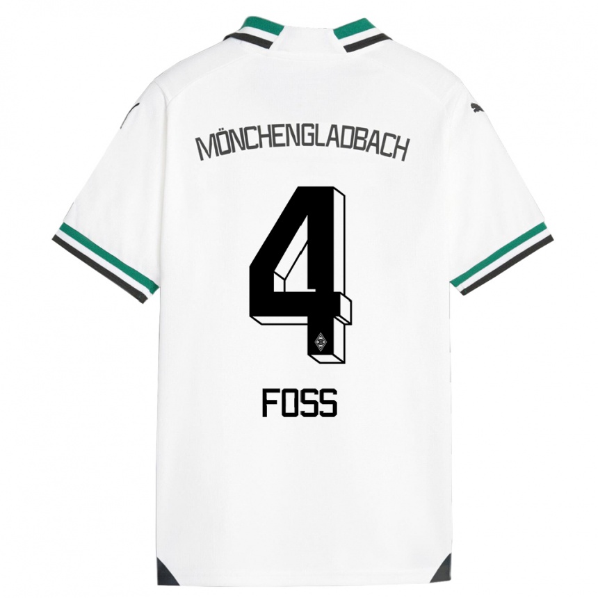 Niño Fútbol Camiseta Jonathan Foss #4 Blanco Verde 1ª Equipación 2023/24