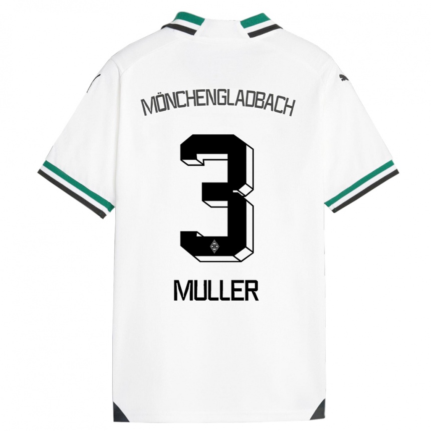 Niño Fútbol Camiseta Barbara Müller #3 Blanco Verde 1ª Equipación 2023/24