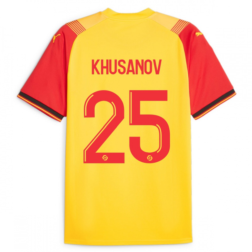 Niño Fútbol Camiseta Abdukodir Khusanov #25 Amarillo 1ª Equipación 2023/24