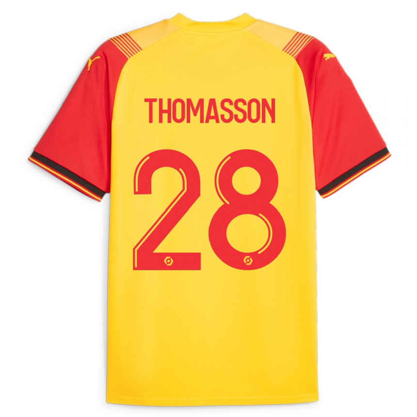 Niño Fútbol Camiseta Adrien Thomasson #28 Amarillo 1ª Equipación 2023/24