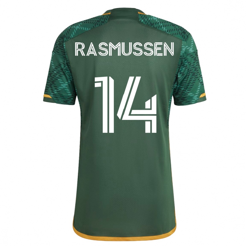 Niño Fútbol Camiseta Justin Rasmussen #14 Verde 1ª Equipación 2023/24