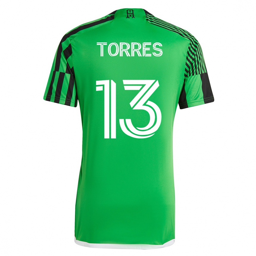 Niño Fútbol Camiseta Leo Torres #13 Verde Negro 1ª Equipación 2023/24