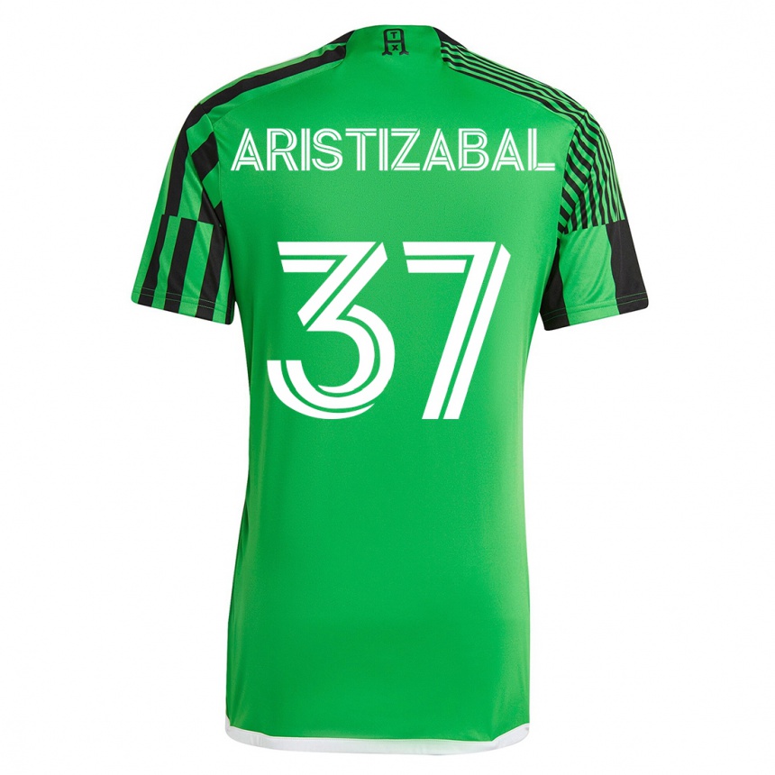 Niño Fútbol Camiseta Nicolas Aristizabal #37 Verde Negro 1ª Equipación 2023/24
