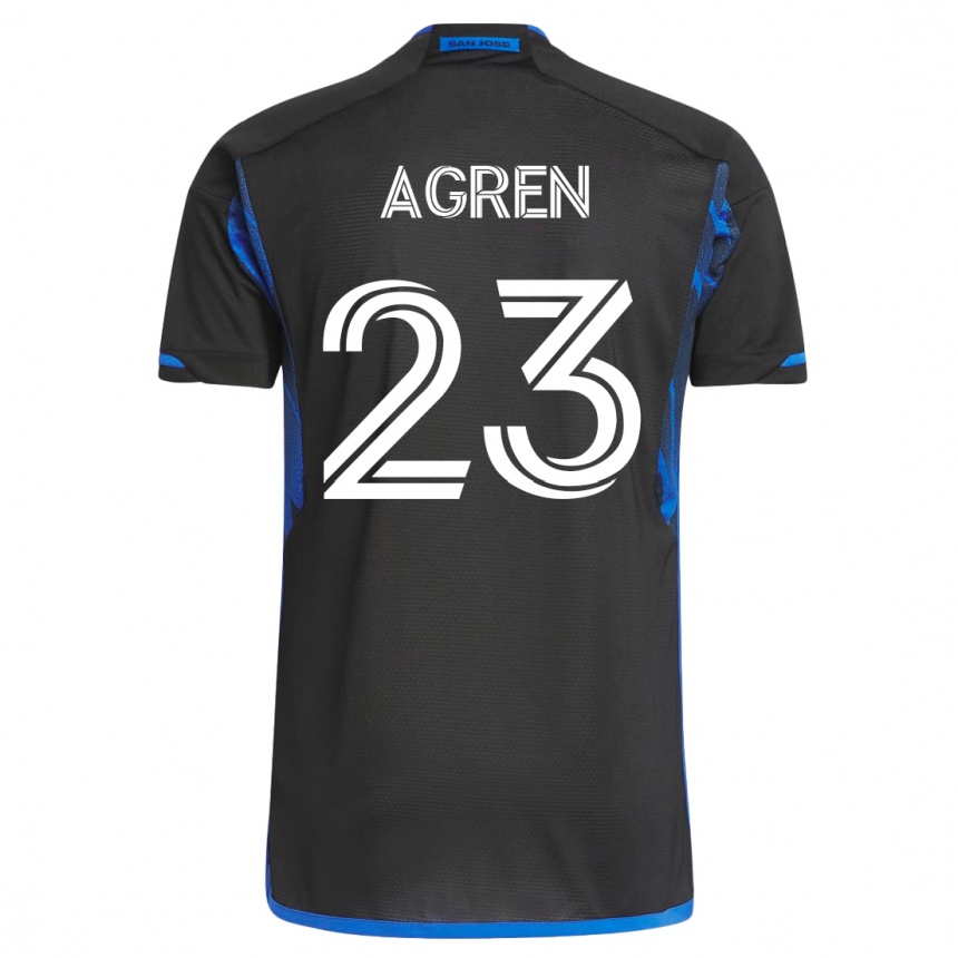 Niño Fútbol Camiseta Oskar Agren #23 Azul Negro 1ª Equipación 2023/24