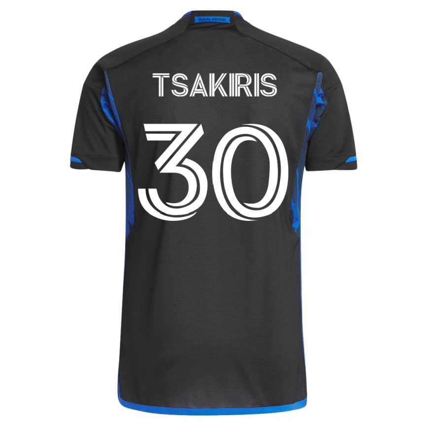 Niño Fútbol Camiseta Niko Tsakiris #30 Azul Negro 1ª Equipación 2023/24
