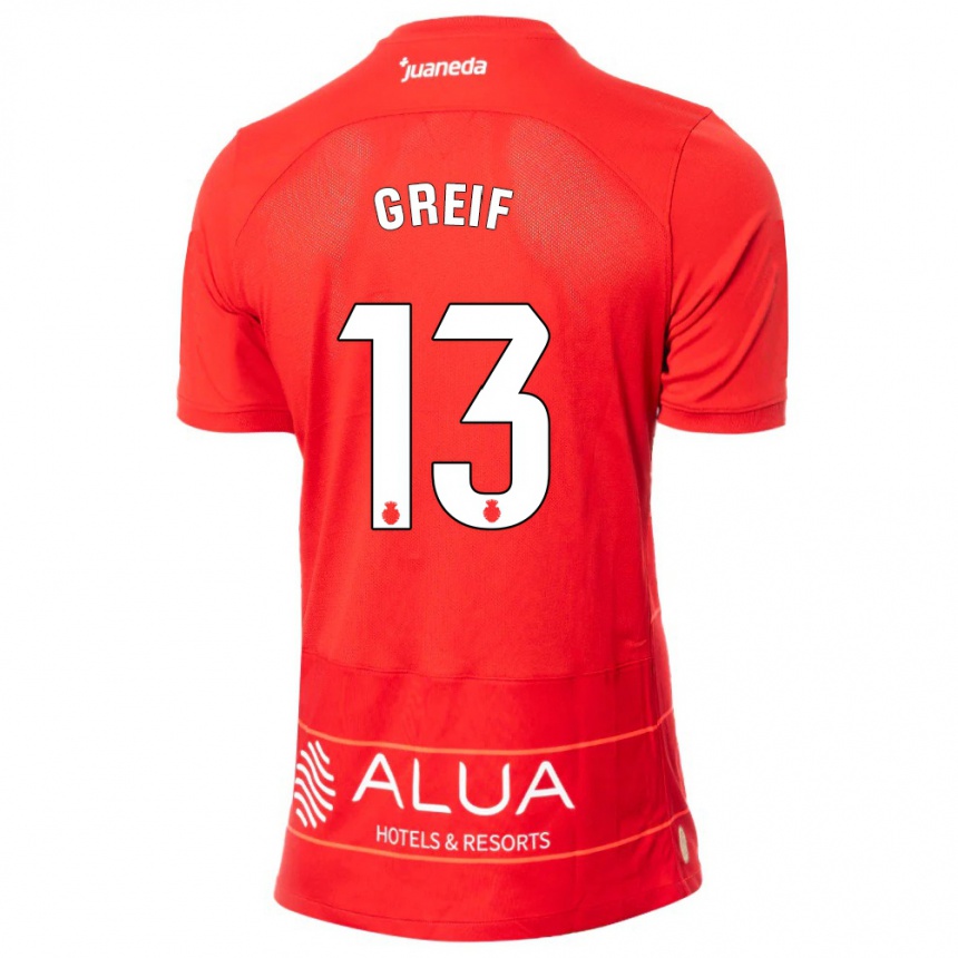 Niño Fútbol Camiseta Dominik Greif #13 Rojo 1ª Equipación 2023/24