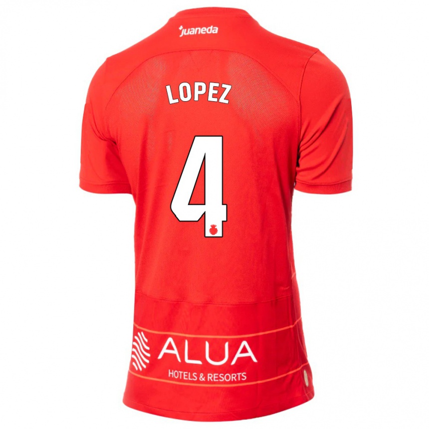 Niño Fútbol Camiseta David López #4 Rojo 1ª Equipación 2023/24