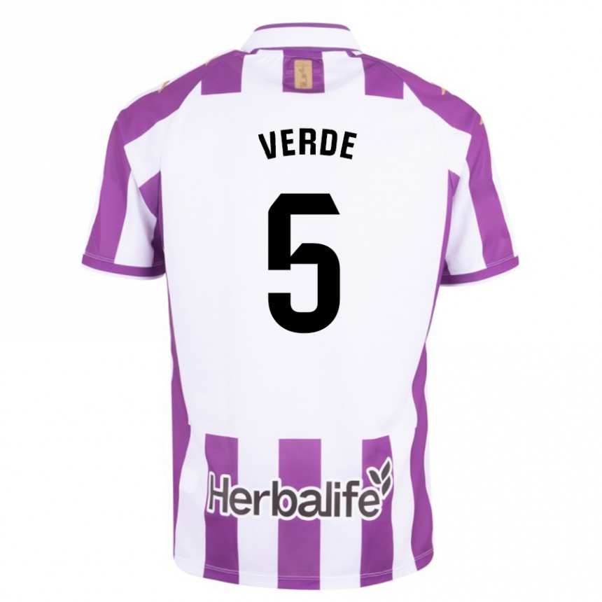 Niño Fútbol Camiseta Adrián Verde #5 Morado 1ª Equipación 2023/24