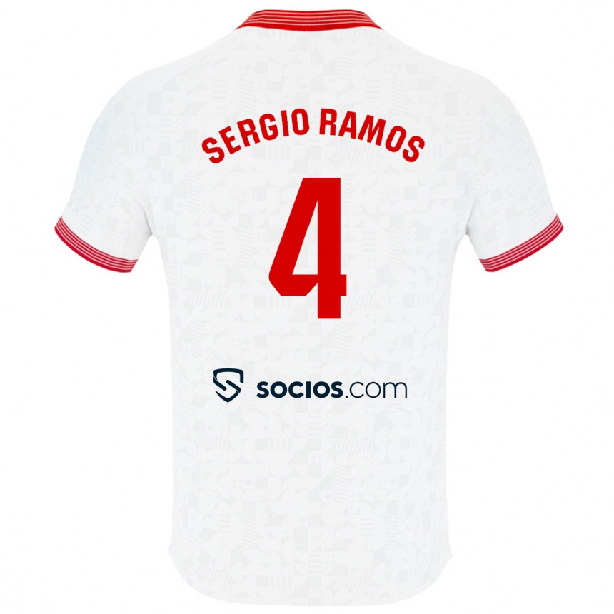 Niño Fútbol Camiseta Sergio Ramos #4 Blanco 1ª Equipación 2023/24