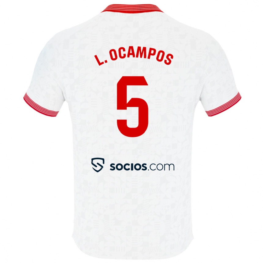 Niño Fútbol Camiseta Lucas Ocampos #5 Blanco 1ª Equipación 2023/24