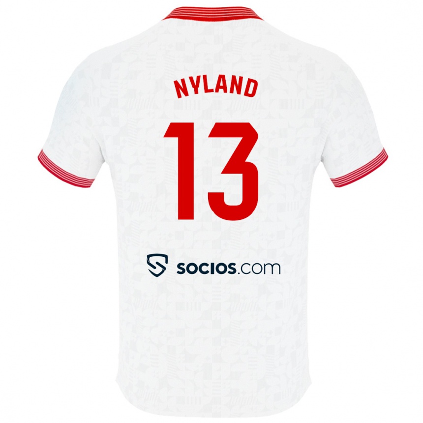 Niño Fútbol Camiseta Ørjan Nyland #13 Blanco 1ª Equipación 2023/24