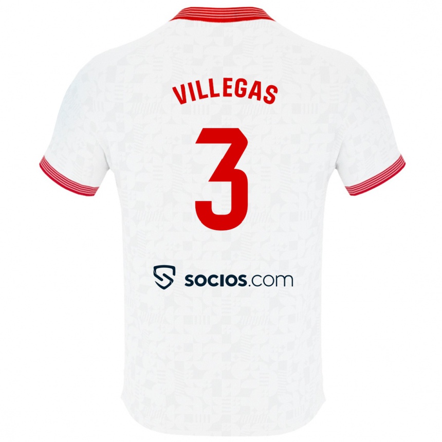 Niño Fútbol Camiseta Juancho Villegas #3 Blanco 1ª Equipación 2023/24