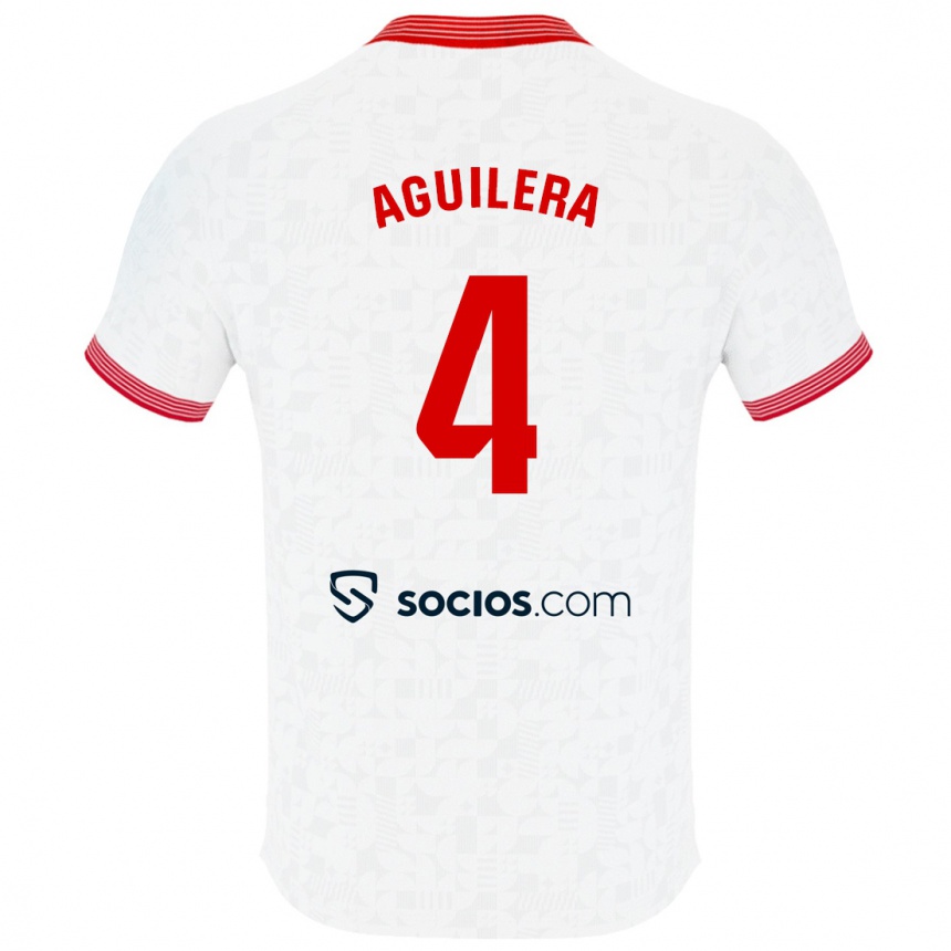 Niño Fútbol Camiseta Juanan Aguilera #4 Blanco 1ª Equipación 2023/24