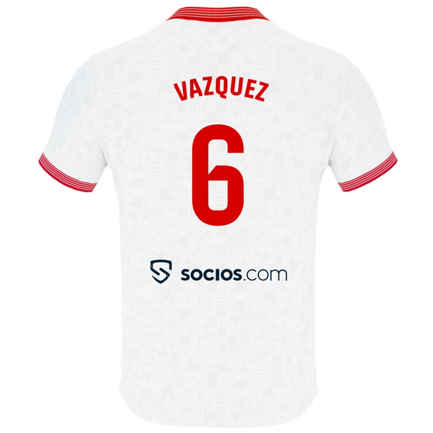 Niño Fútbol Camiseta Manolo Vázquez #6 Blanco 1ª Equipación 2023/24