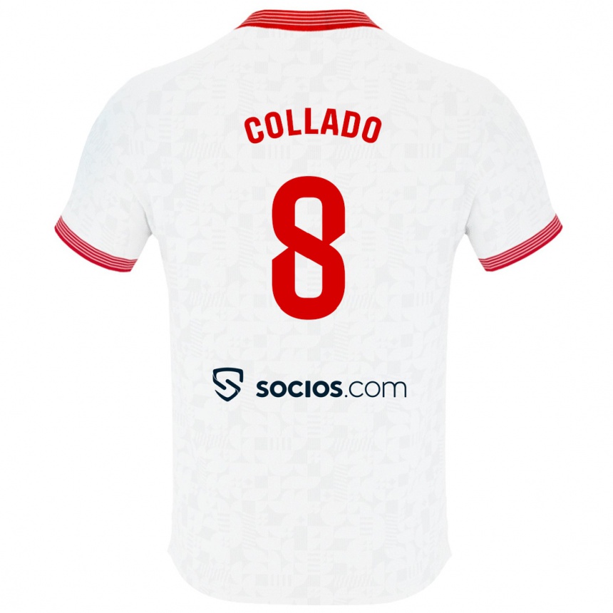 Niño Fútbol Camiseta Alberto Collado #8 Blanco 1ª Equipación 2023/24