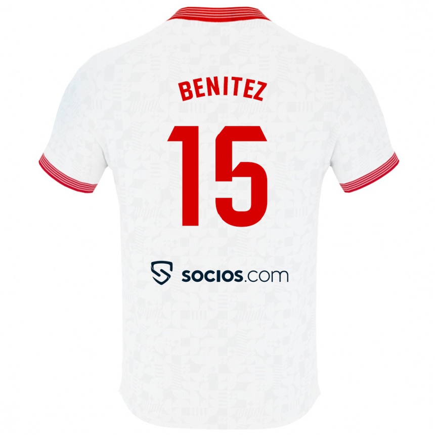 Niño Fútbol Camiseta Emilio Benítez #15 Blanco 1ª Equipación 2023/24