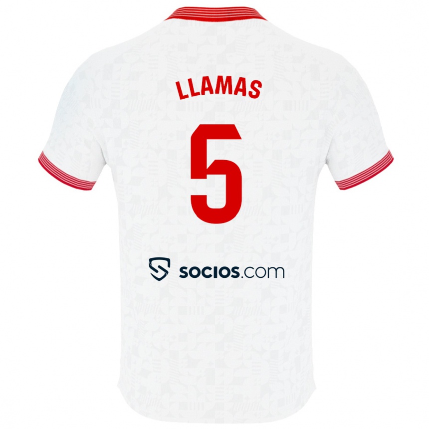 Niño Fútbol Camiseta Eva Llamas Hernández #5 Blanco 1ª Equipación 2023/24