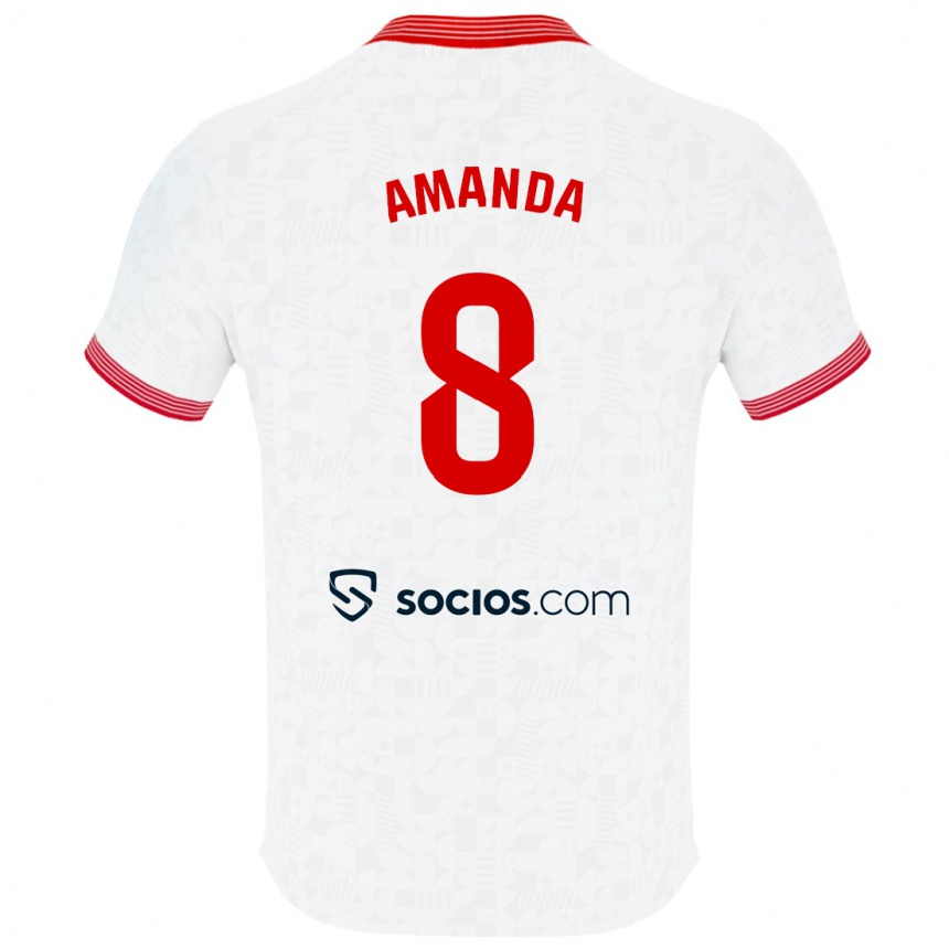 Niño Fútbol Camiseta Amanda Sampedro Bustos #8 Blanco 1ª Equipación 2023/24