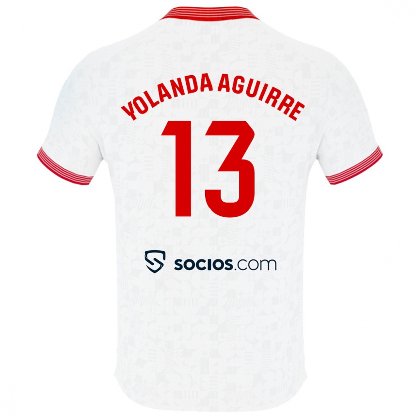 Niño Fútbol Camiseta Yolanda Aguirre Gutiérrez #13 Blanco 1ª Equipación 2023/24