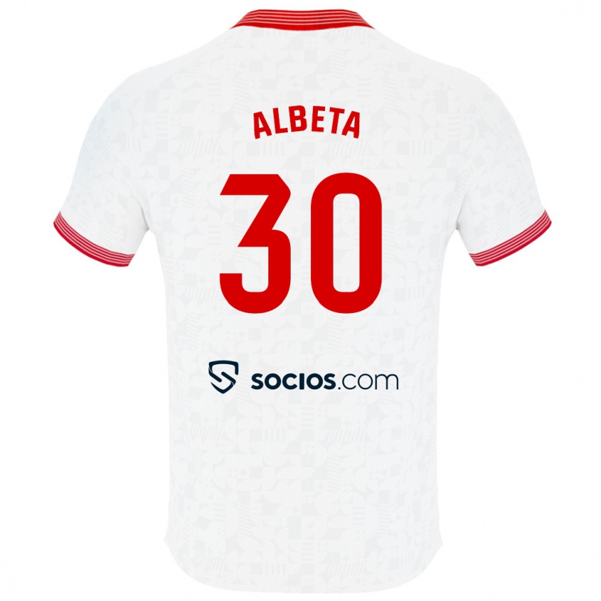 Niño Fútbol Camiseta Alba María López Montiel #30 Blanco 1ª Equipación 2023/24