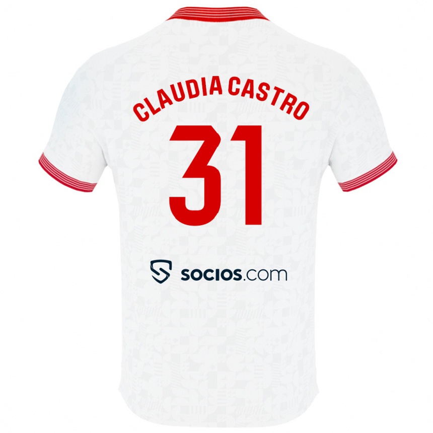 Niño Fútbol Camiseta Claudia Castro Romero #31 Blanco 1ª Equipación 2023/24