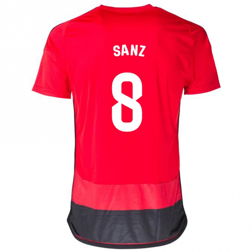 Niño Fútbol Camiseta Álvaro Sanz #8 Negro Rojo 1ª Equipación 2023/24