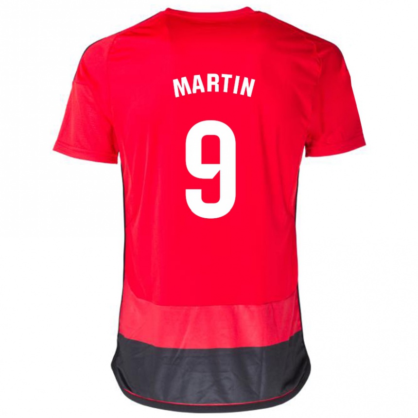 Niño Fútbol Camiseta Carlos Martin #9 Negro Rojo 1ª Equipación 2023/24