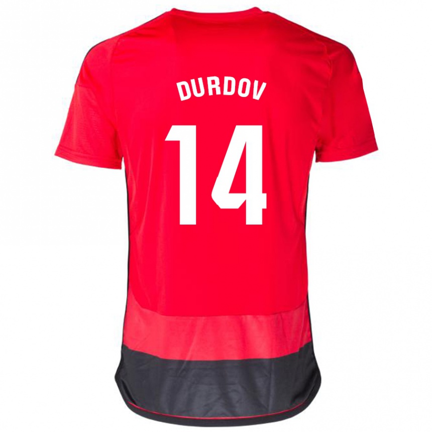 Niño Fútbol Camiseta Ivan Durdov #14 Negro Rojo 1ª Equipación 2023/24