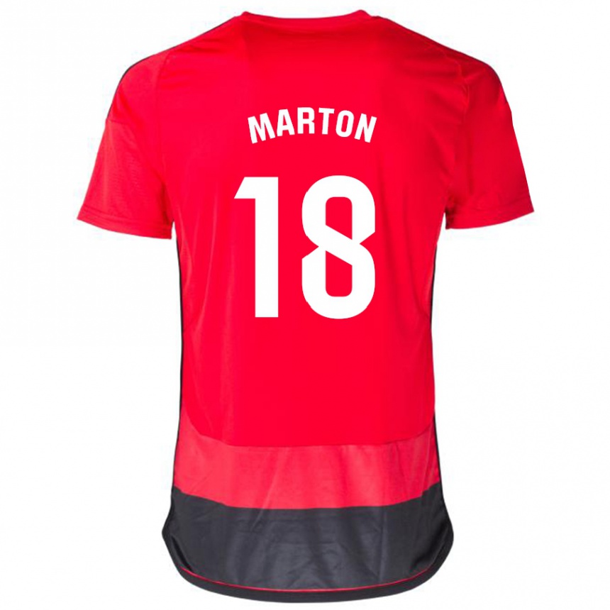 Niño Fútbol Camiseta Javier Martón #18 Negro Rojo 1ª Equipación 2023/24