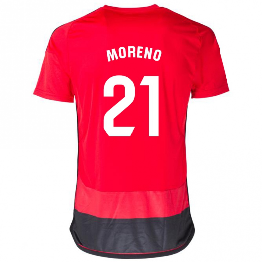 Niño Fútbol Camiseta Diego Moreno #21 Negro Rojo 1ª Equipación 2023/24