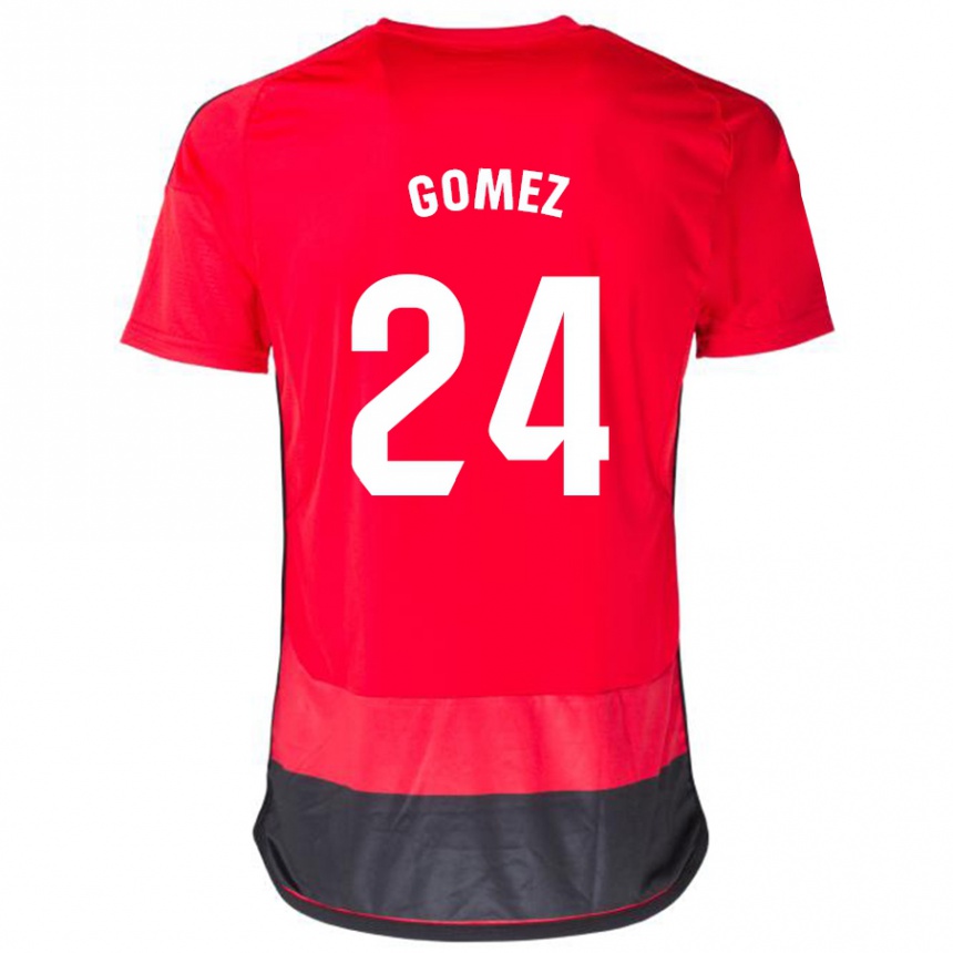 Niño Fútbol Camiseta Jonathan Gómez #24 Negro Rojo 1ª Equipación 2023/24