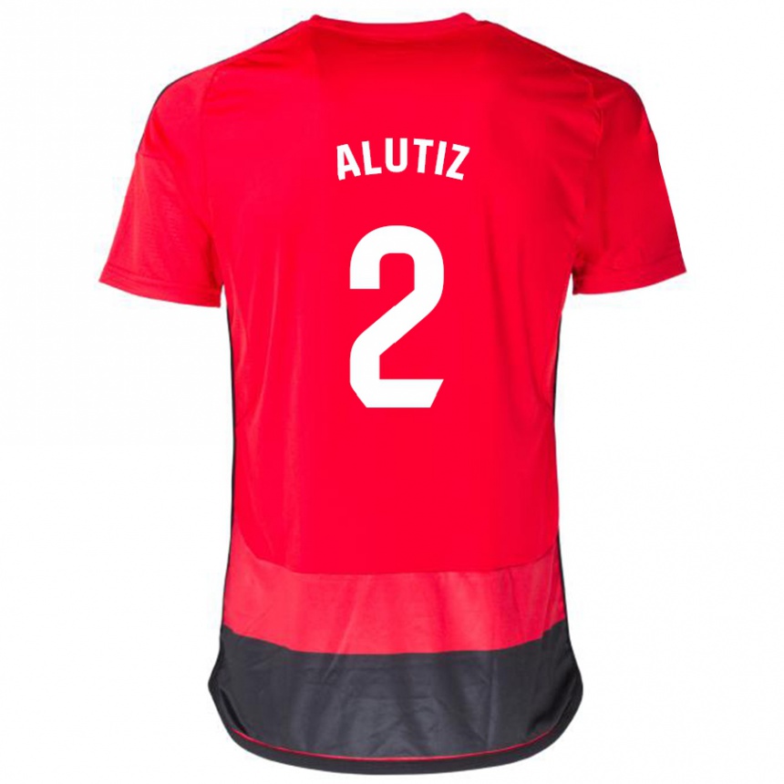 Niño Fútbol Camiseta Hodei Alutiz #2 Negro Rojo 1ª Equipación 2023/24