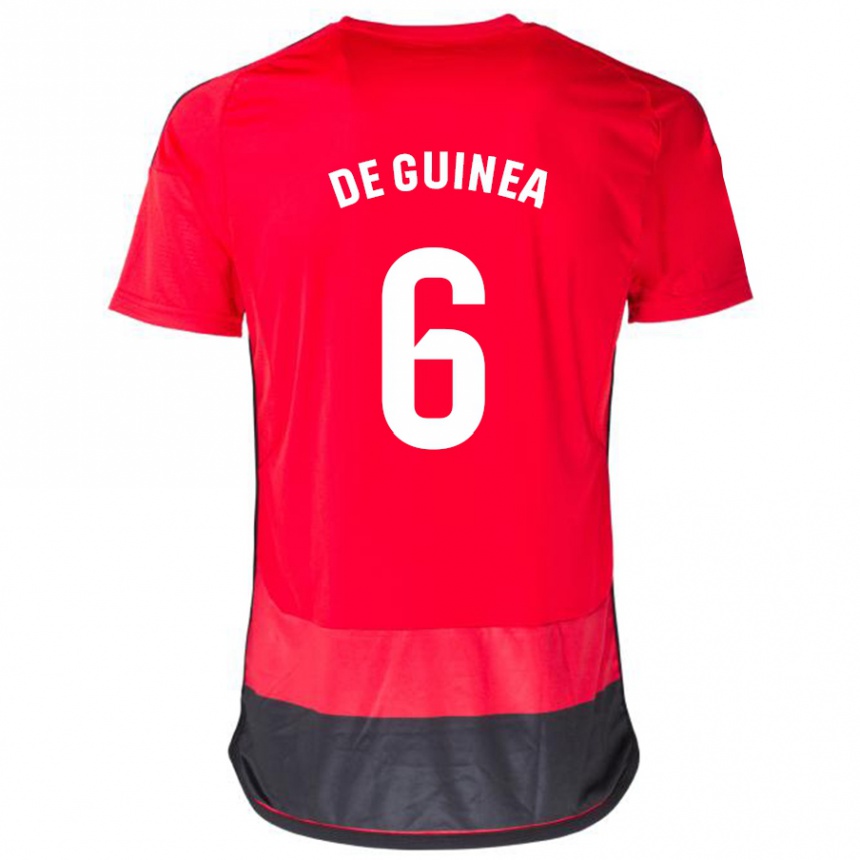 Niño Fútbol Camiseta Asier Ortiz De Guinea #6 Negro Rojo 1ª Equipación 2023/24