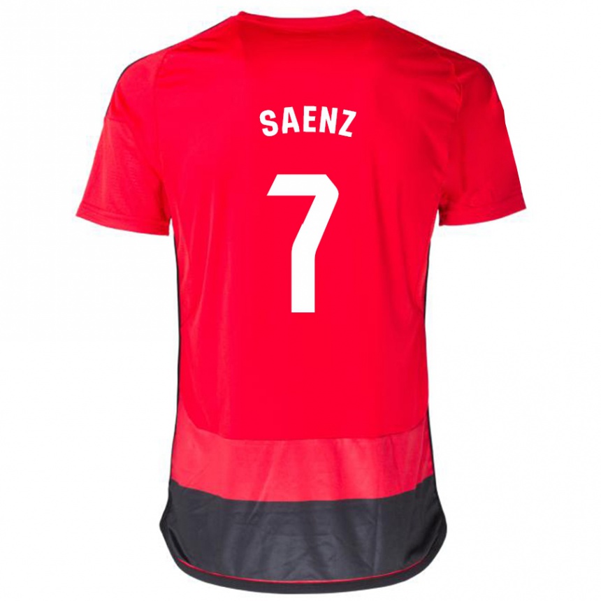 Niño Fútbol Camiseta Raúl Sáenz #7 Negro Rojo 1ª Equipación 2023/24