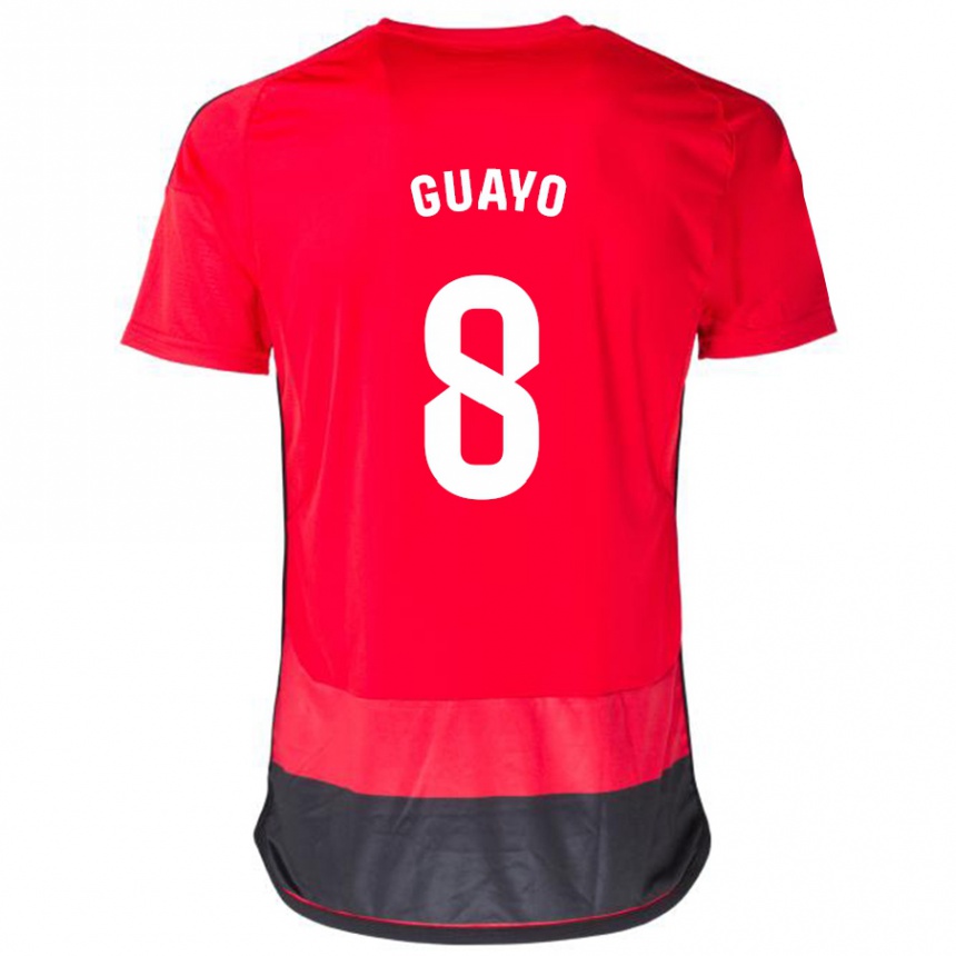 Niño Fútbol Camiseta Guayo #8 Negro Rojo 1ª Equipación 2023/24